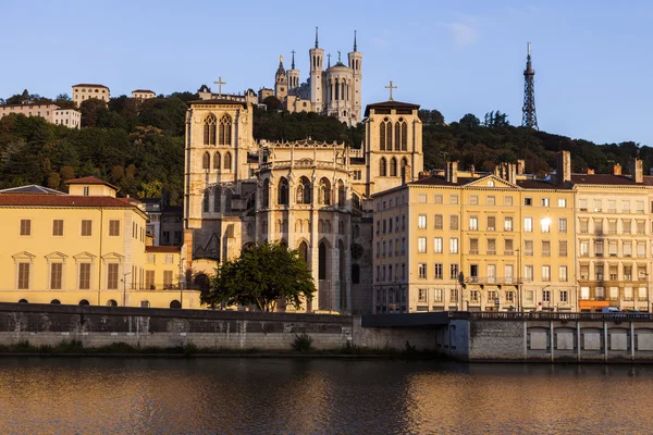 Basilica of Notre-Dame de Fourviere and Lyon Cathedral — Stock Photo, Image