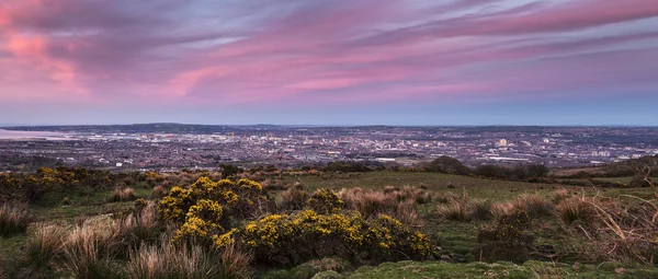 Panorama de Belfast ao pôr do sol — Fotografia de Stock