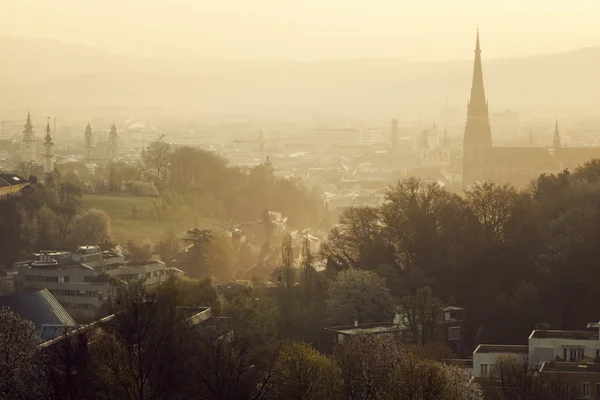 Linzer panorama bei aufgang — Stockfoto