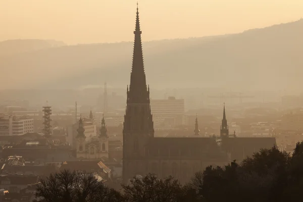 Linzer panorama bei aufgang — Stockfoto