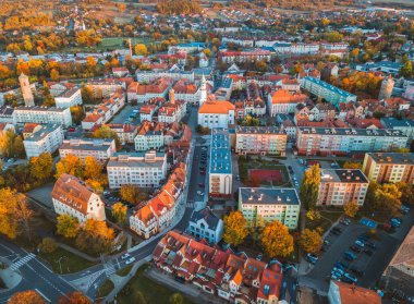 Luban 'ın hava manzarası. Luban, Lower Silesia, Polonya.