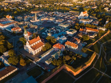 Zamosc Panoraması. Zamosc, Lublin, Polonya.