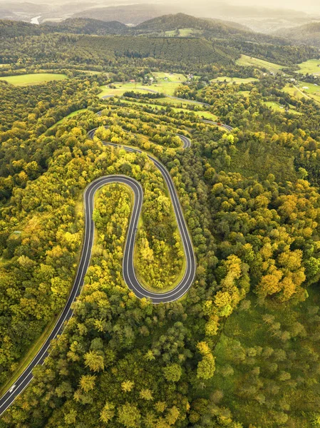 Estrada Sinuosa Polónia Subcarpathia Polónia — Fotografia de Stock