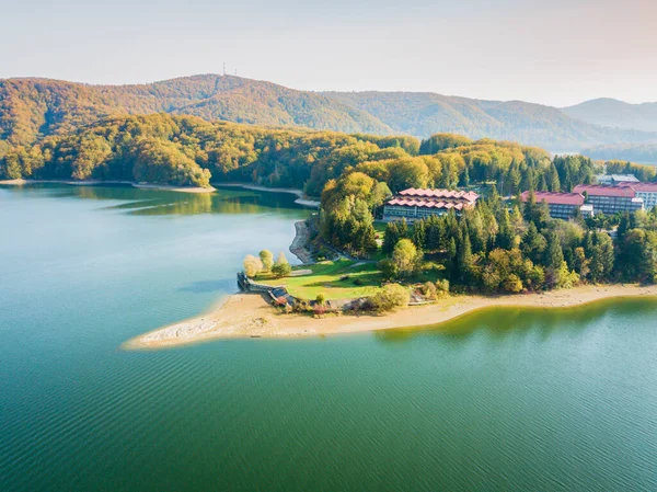 Solina Lake Widok Lotu Ptaka Podkarpacie Polska — Zdjęcie stockowe