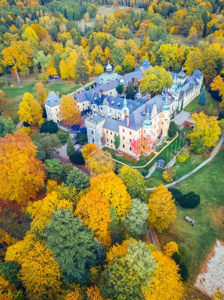 Kliczkowský Hrad Podzimní Barvy Kliczkow Dolní Slezsko Polsko — Stock fotografie