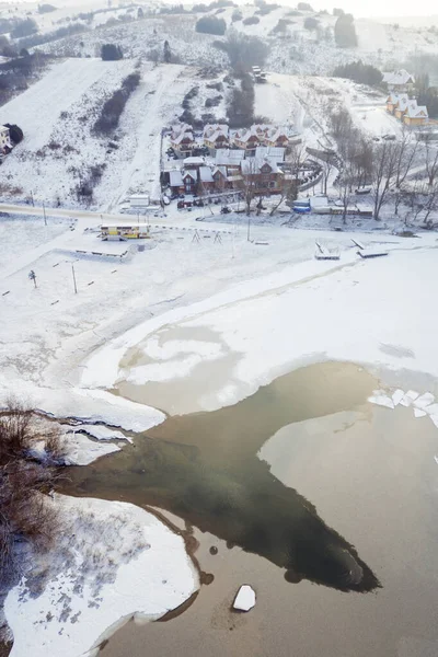 Lago Czorsztyn Congelato Nel Parco Nazionale Pieniny Piccola Polonia Polonia — Foto Stock