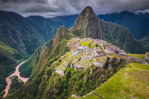 Machu Picchu Panorama Cuzco Peru Stockafbeelding