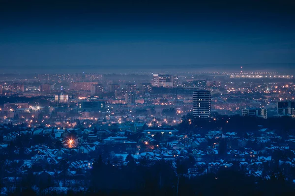Панорама Жешова Ночью Жешув Подкарпатье Польша — стоковое фото