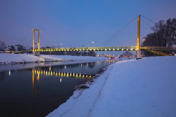 Rzeszowの歩行者用橋とWislok川 Rzeszow Subcarpathia ポーランド — ストック写真