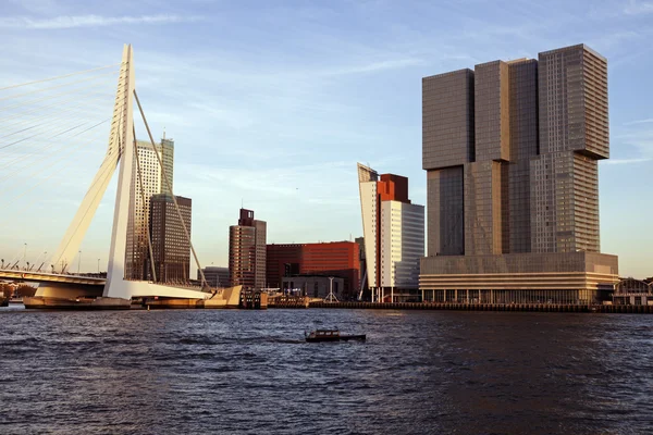 Horizonte de Rotterdam con el puente Erasmus — Foto de Stock