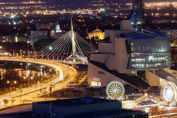 Panoramy Winnipeg o zachodzie słońca Obrazek Stockowy