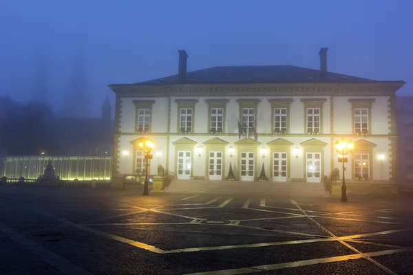 Morning fog in the center of Luxembourg City — стокове фото