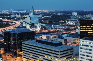Winnipeg panorama at night clipart