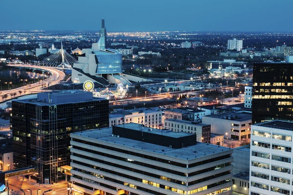 Winnipeg panorama på natten — Stockfoto