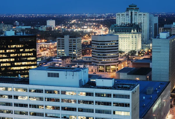 Winnipeg panorama à noite — Fotografia de Stock