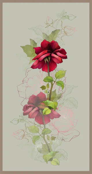 Grußkarte mit Rose vorhanden. Illustration Rosen. — Stockvektor