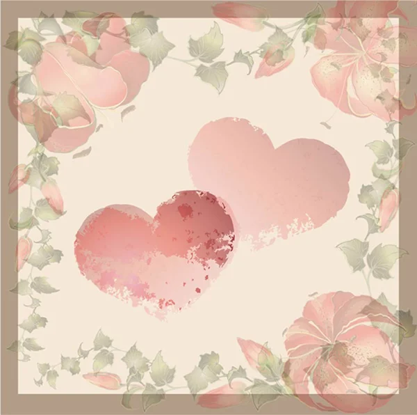 Rocznika kartkę z życzeniami z dziki bluszcz i lily. Ręcznie rysowane valentin Grafika Wektorowa