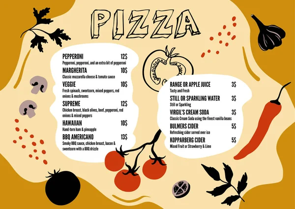 Templat menu untuk restoran dan kafe. Desain minimalis dengan ilustrasi abstrak dan datar dari sayuran. Desain dengan gaya trendi. — Stok Foto