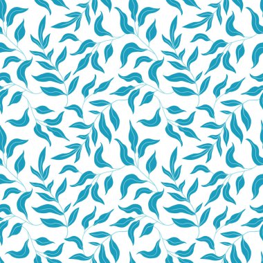 Düz minimalizm yapraklı kusursuz desen. El çizimi vektör. Baskı, kumaş, tekstil, duvar kağıdı dokusu.