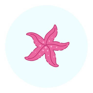 Şirin denizyıldızı. Logo ve simge için düz çizgi film vektör çizimi