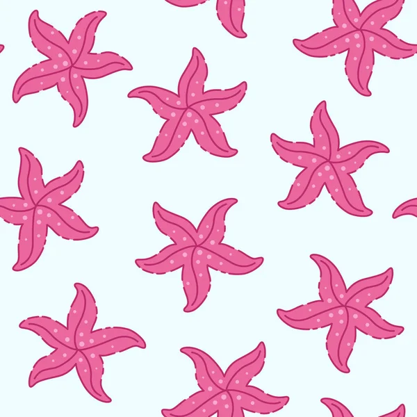 Starfish. Seamless pattern. Cute flat vector illustration. Texture for print, fabric, textile, wallpaper. — Stock Vector