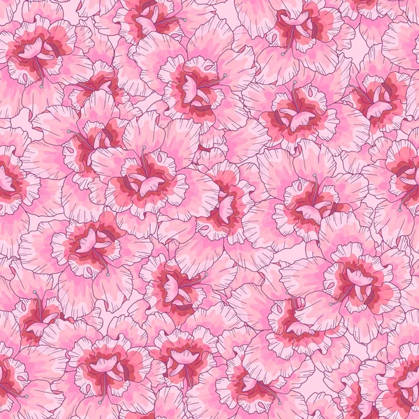 Sömlöst mönster med rosa blommor. Textur för tryck, tyg, textil, tapet. Handritad vektor illustration. Romantisk vacker stil. — Stock vektor