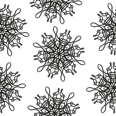 Mandala 'da kusursuz desen. Vektör çizimi. Beyaz arka planda izole edilmiş. Baskı, kumaş, tekstil, duvar kağıdı dokusu