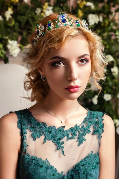 Blond girl in a crown — Stock Photo, Image