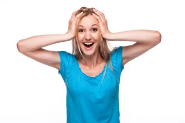 surprised woman face over white clipart