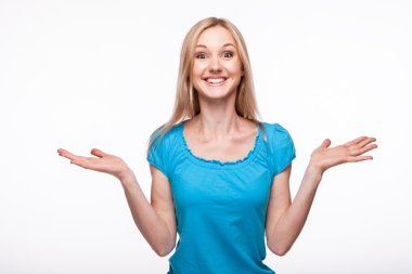 Beyaz şaşırmış kadın yüzüne