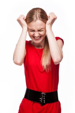 Young woman with anger face clipart