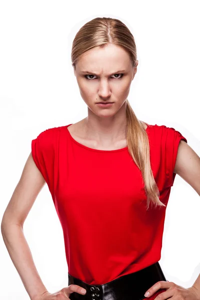 Mujer joven con cara de ira — Foto de Stock