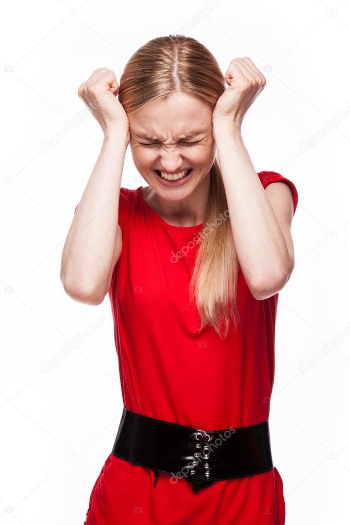 Young woman with anger face