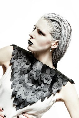 Yüksek moda bakmak, sihir closeup portresi güzel şık 