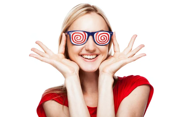 Woman in funny glasses — Stock Photo, Image