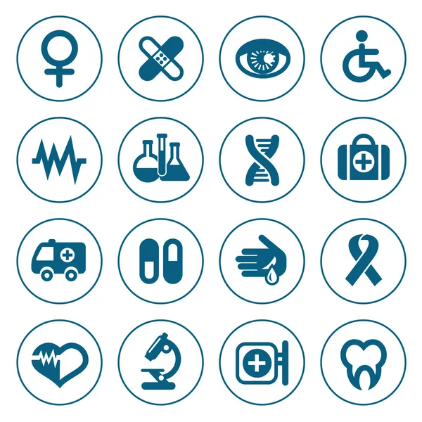 Ensemble d'icônes médicales à ligne plate — Image vectorielle