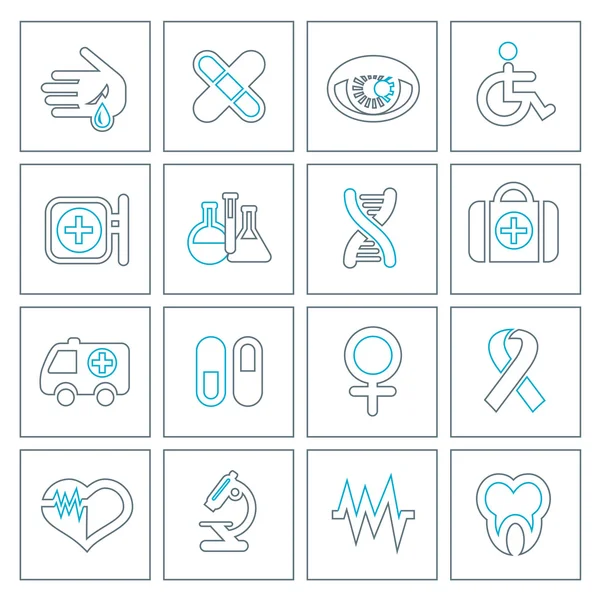 Ensemble d'icônes médicales à ligne mince — Image vectorielle