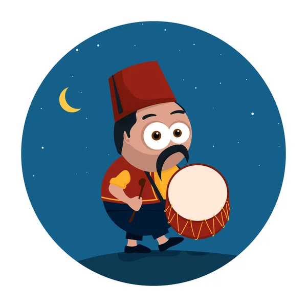 Vector Illustration Karikatur Ramadan Drummer Stockvektor