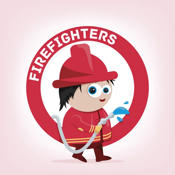 Vektor tecknad av en söt brandman Royaltyfria illustrationer