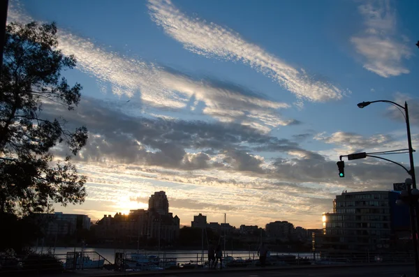 Trevlig lugn solnedgång i Victoria centrum, Brititsh Columbia — Stockfoto