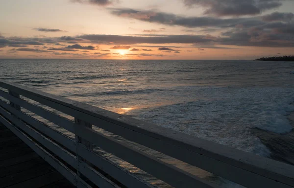 Sunset Highlights White Rail Crystal Pier San Diego Southern California — Stock Photo, Image