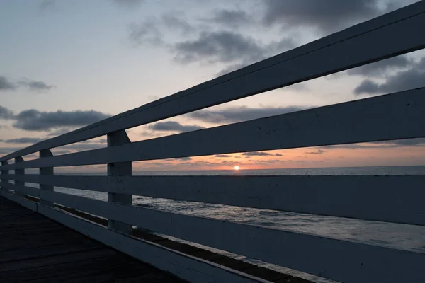 Sunset Highlights White Rail Crystal Pier San Diego Southern California — Stock Photo, Image