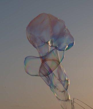 Crystal Pier, San Diego California yakınlarındaki Pacific Beach 'te yüzen sabun baloncuklarından oluşan soyut şekiller.