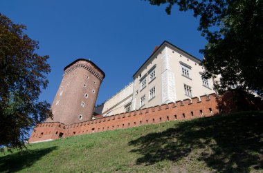 Wawel Royal Castle Kulesi ve tuğla duvar