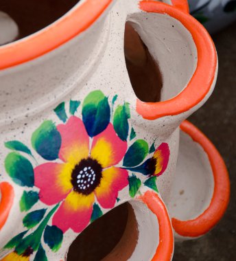 Mexican ceramic pot, multiple holes clipart
