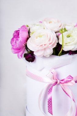 yaz çiçek yuvarlak karton kutu o büyük grup yakın çekim