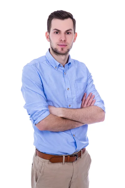 Young handsome man standing isolated on white — Stock Photo, Image