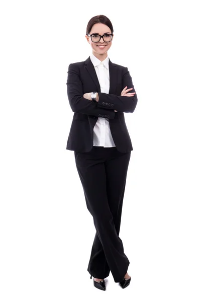 Volledige lengte portret van jonge mooie zakenvrouw geïsoleerd — Stockfoto