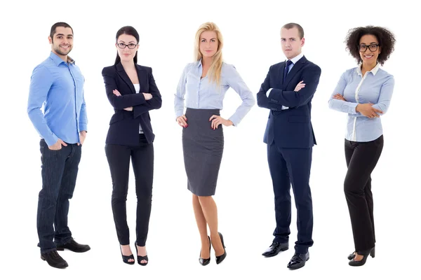 Full length portrait of young business people isolated on white — Stock Photo, Image