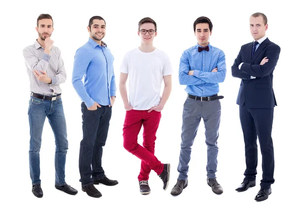 Full length portrait of young handsome men isolated on white — Stock Photo, Image